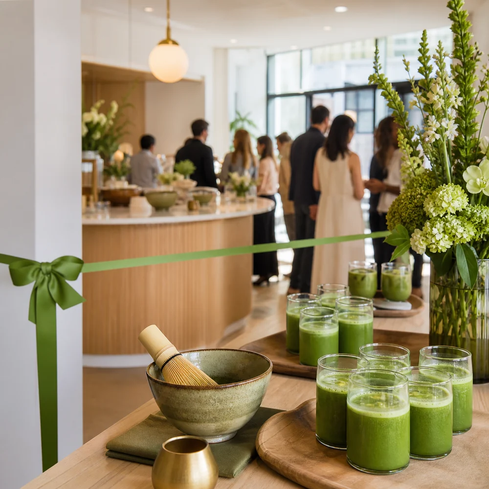 Matcha drinks prepared for a business opening