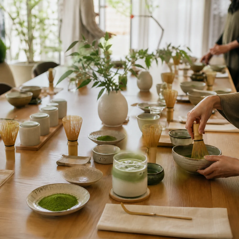 Private group taking part in a Matcha workshop